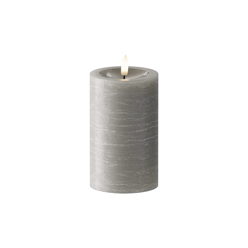LED Stompkaarsen Ø 7,5 x 12,5 cm Grijs