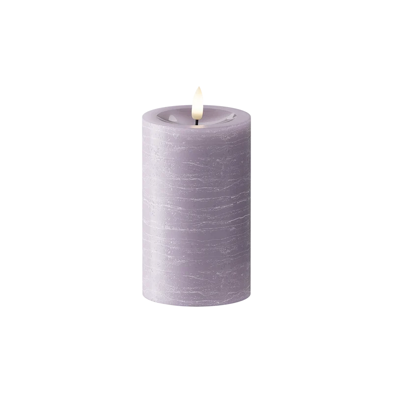 LED Bloklys Ø 7,5 x 12,5 cm Lavendel
