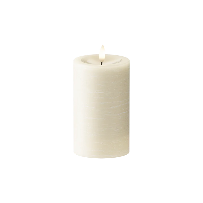 LED Bloklys Ø 7,5 x 12,5 cm Creme