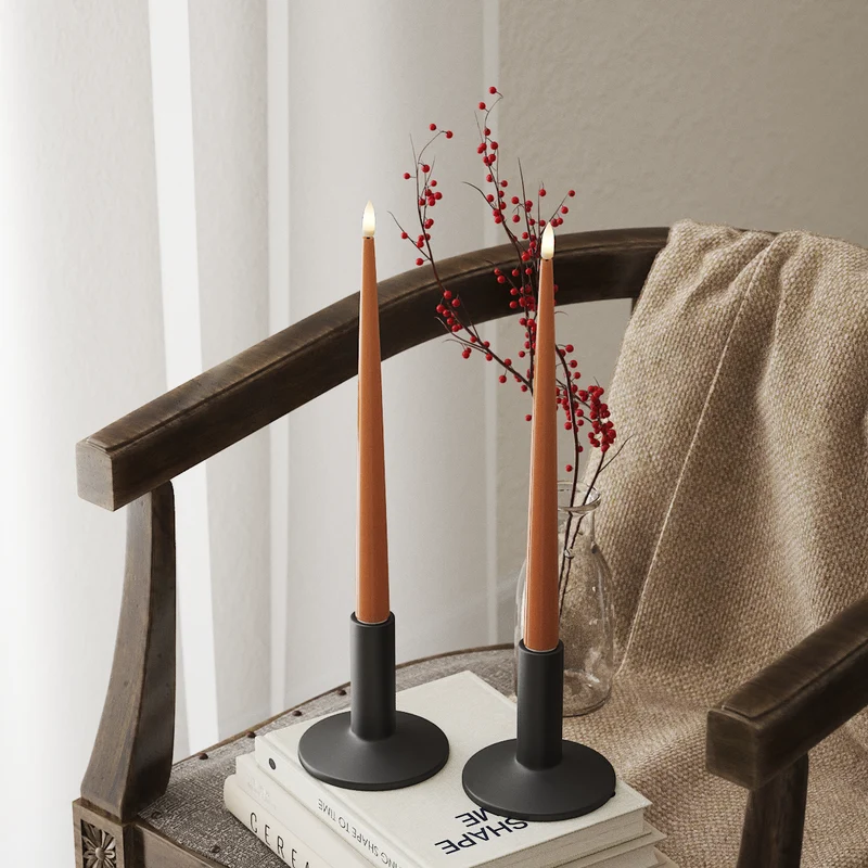 LED Kertelys med Lak, 2 stk (28 cm) Orange