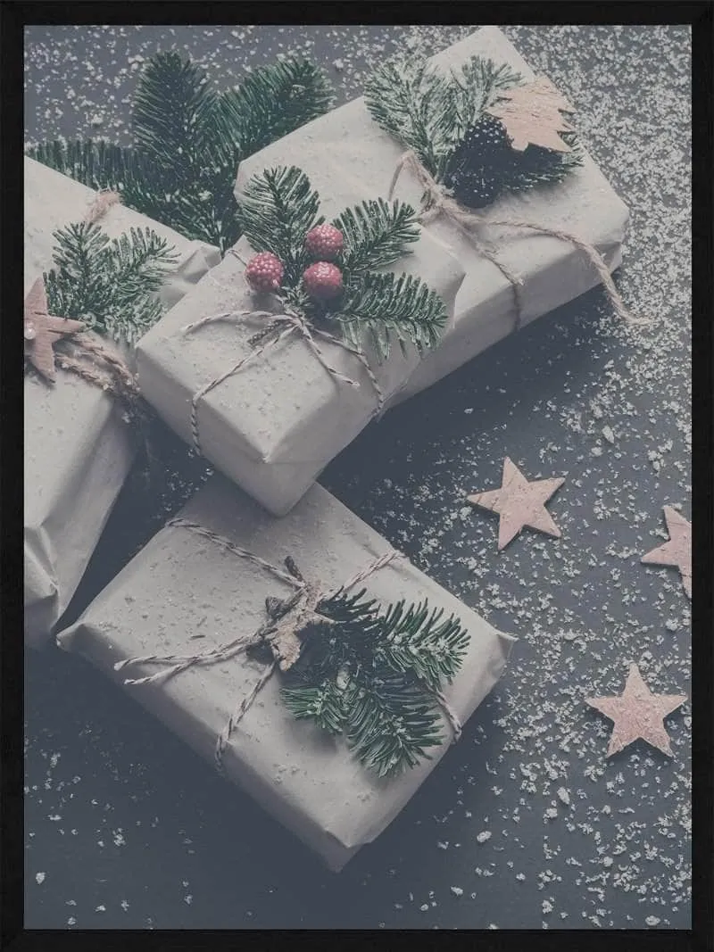 Julgranar och paket julaffisch