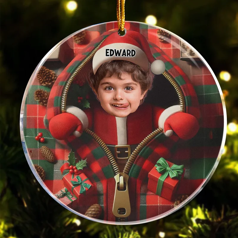 Personligt Julpynt - Tomten Tittar Ut