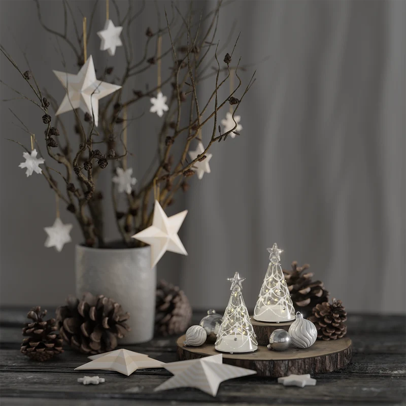Glazen kerstboom (2 stuks)
