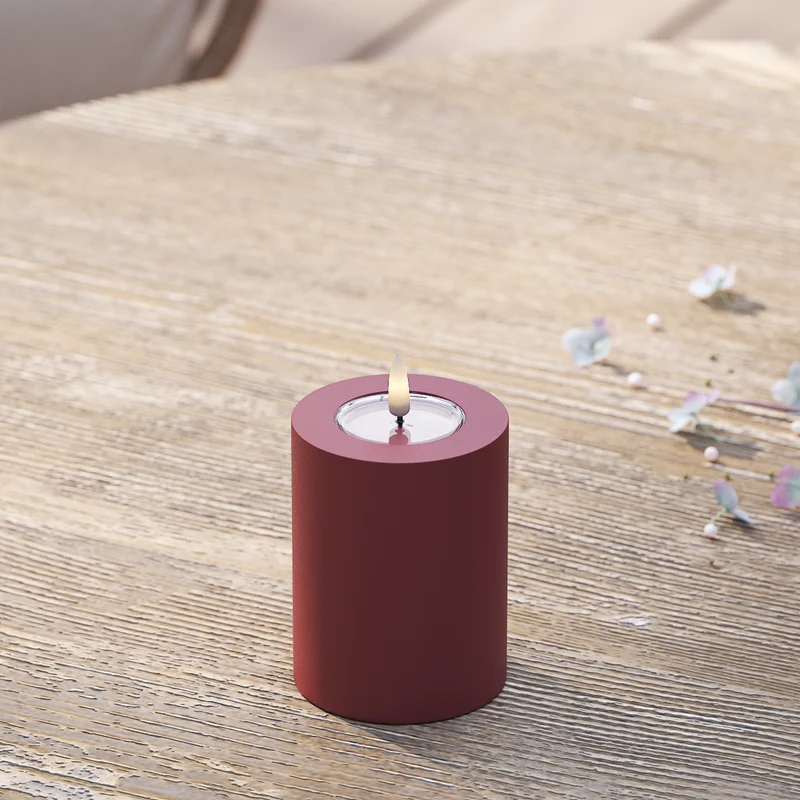 Udendørs LED Bloklys Ø 7,5 x 10 cm Bordeaux