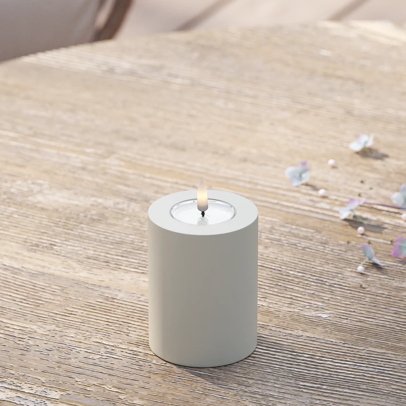 Udendørs LED Bloklys Ø 7,5 x 10 cm Sand