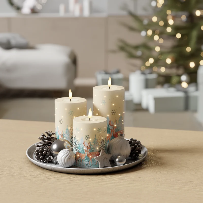LED-Voksly's cadeaubak met kerstmotief