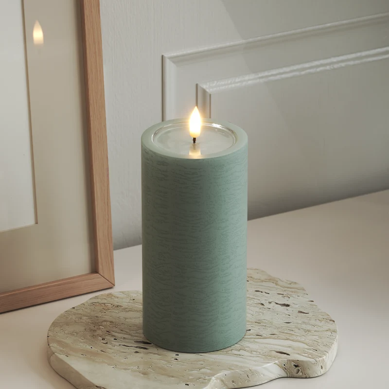 Unique LED Bloklys D 7,5 x 15 cm Salvie grøn