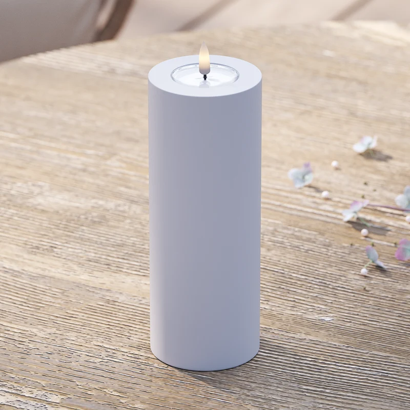 Udendørs LED Bloklys Ø 7,5 x 20 cm Støvet blå