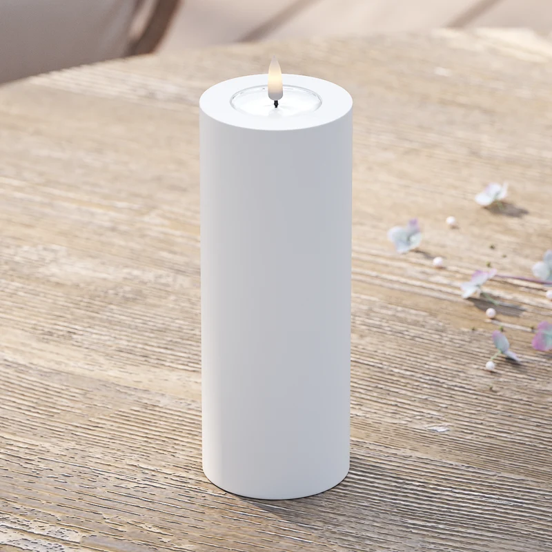 Udendørs LED Bloklys Ø 7,5 x 20 cm Hvid