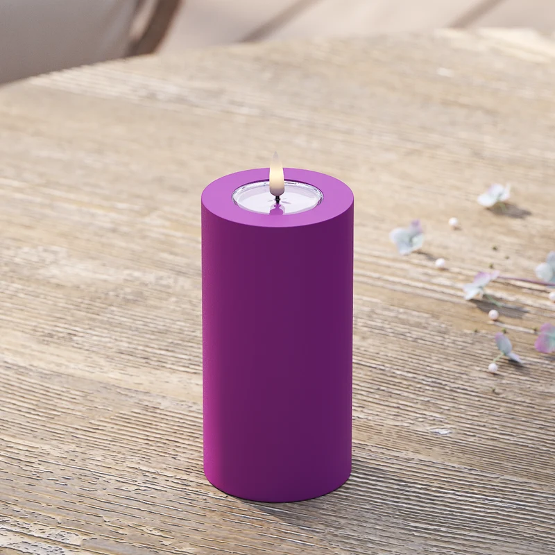 Udendørs LED Bloklys Ø 7,5 x 15 cm Violet