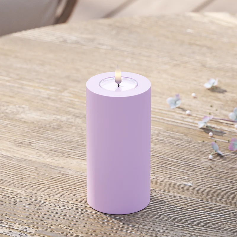 Buitenshuis LED Stompkaarsen Ø 7,5 x 15 cm Lavendel