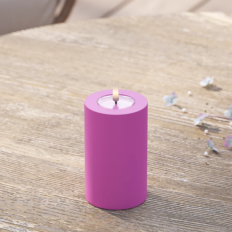 Udendørs LED Bloklys Ø 7,5 x 12,5 cm Magenta
