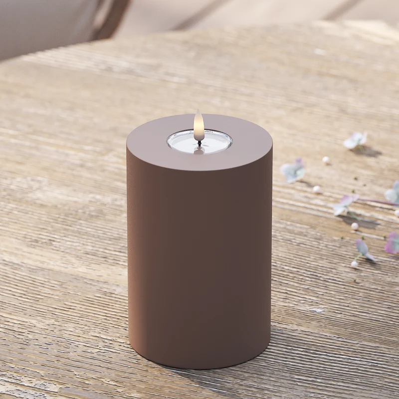 Udendørs LED Bloklys Ø 10 x 15 cm Karamel
