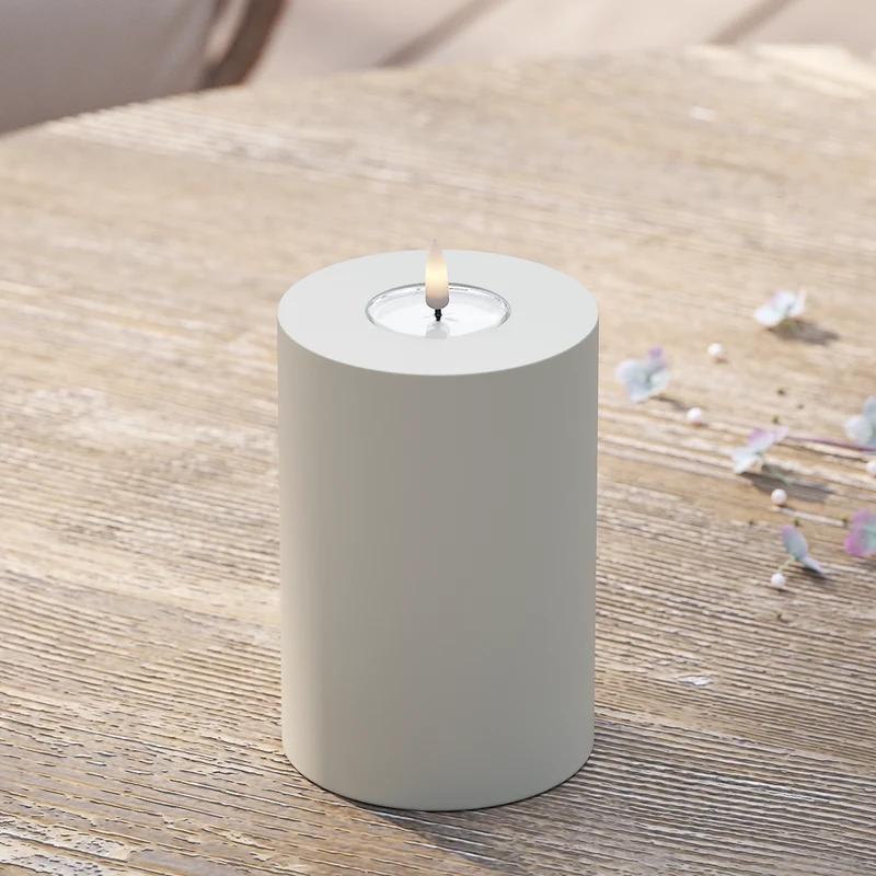 Udendørs LED Bloklys Ø 10 x 15 cm Sand