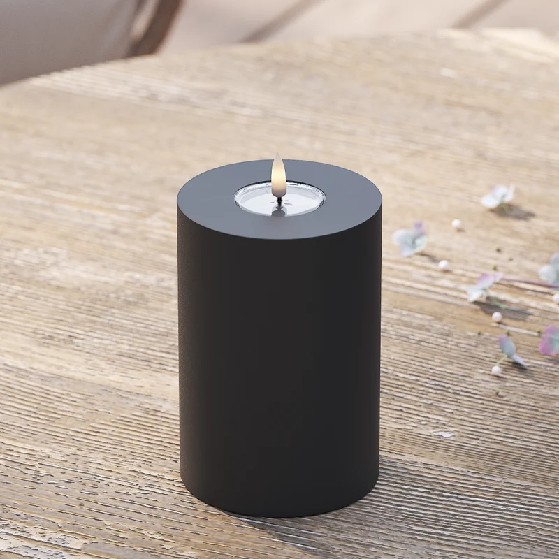Udendørs LED Bloklys Ø 10 x 15 cm Sort