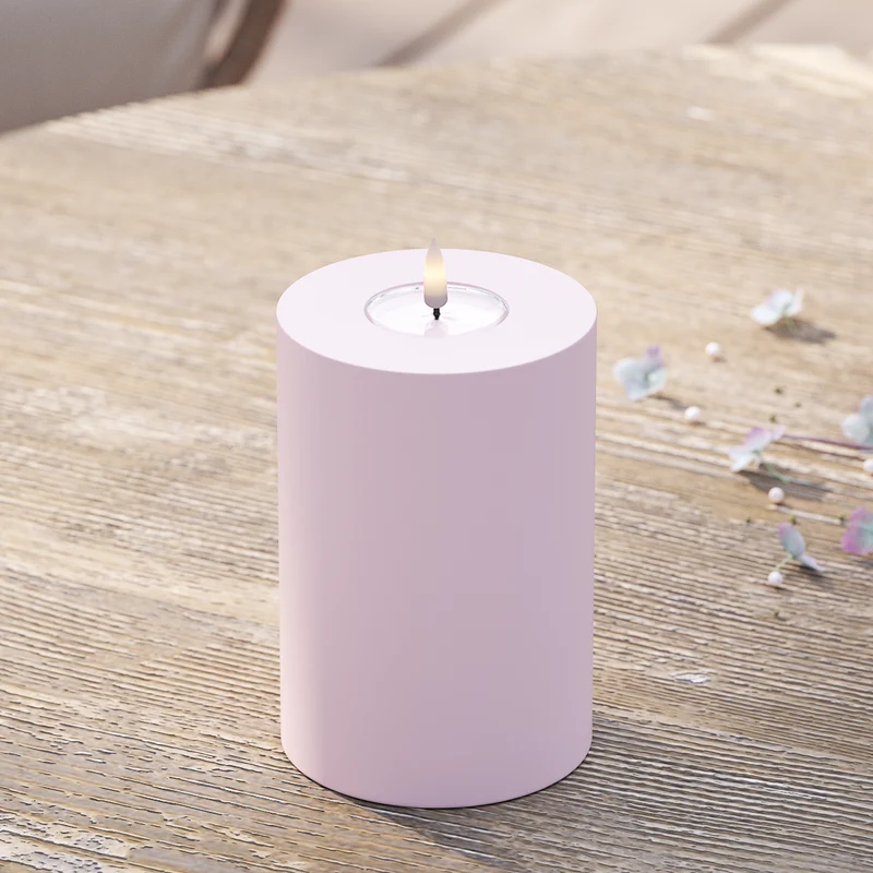 Udendørs LED Bloklys Ø 10 x 15 cm Støvet rød