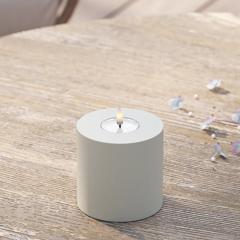 Udendørs LED Bloklys Ø 10 x 10 cm Sand