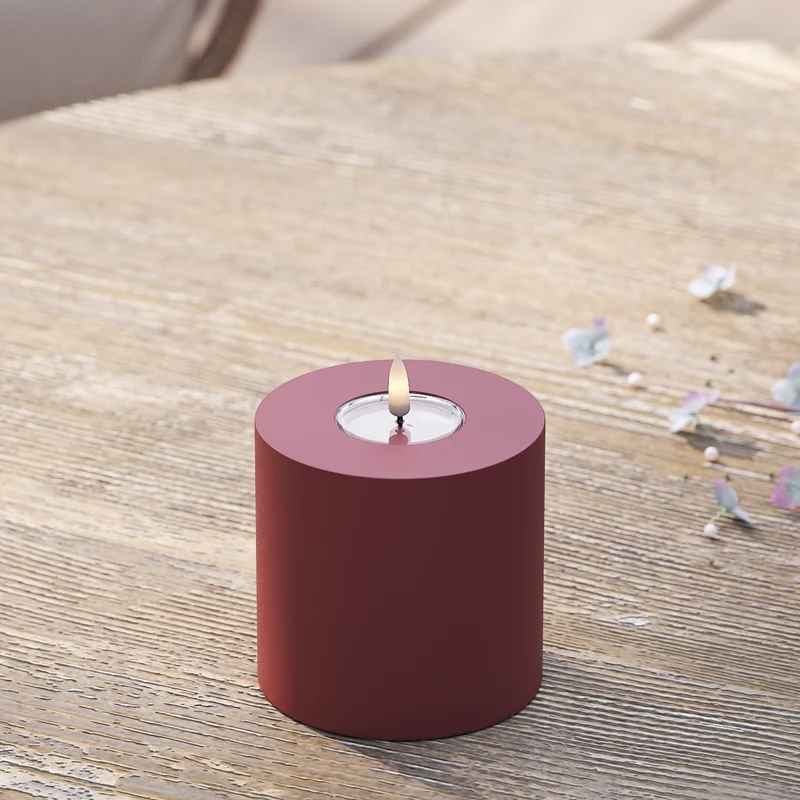 Udendørs LED Bloklys Ø 10 x 10 cm Bordeaux