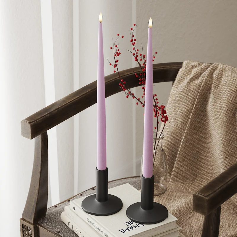 LED Kertelys med Lak, 2 stk (38 cm) Lavendel