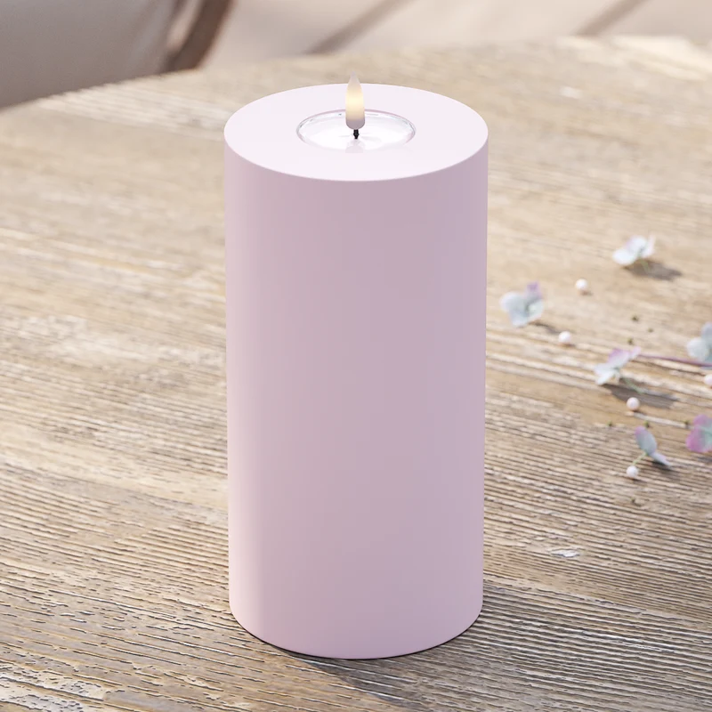 Udendørs LED Bloklys Ø 10 x 20 cm Støvet rød