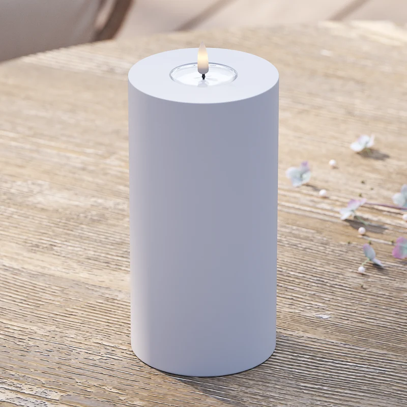 Udendørs LED Bloklys Ø 10 x 20 cm Støvet blå