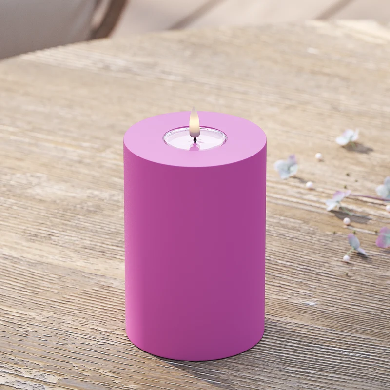 Udendørs LED Bloklys Ø 10 x 15 cm Magenta