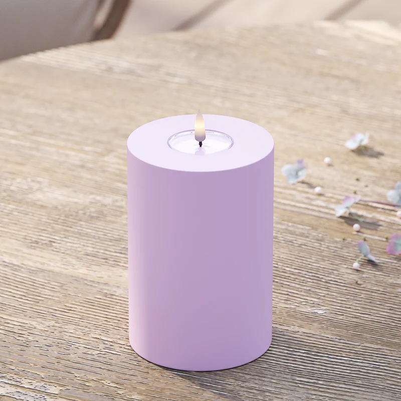 Udendørs LED Bloklys Ø 10 x 15 cm Lavendel