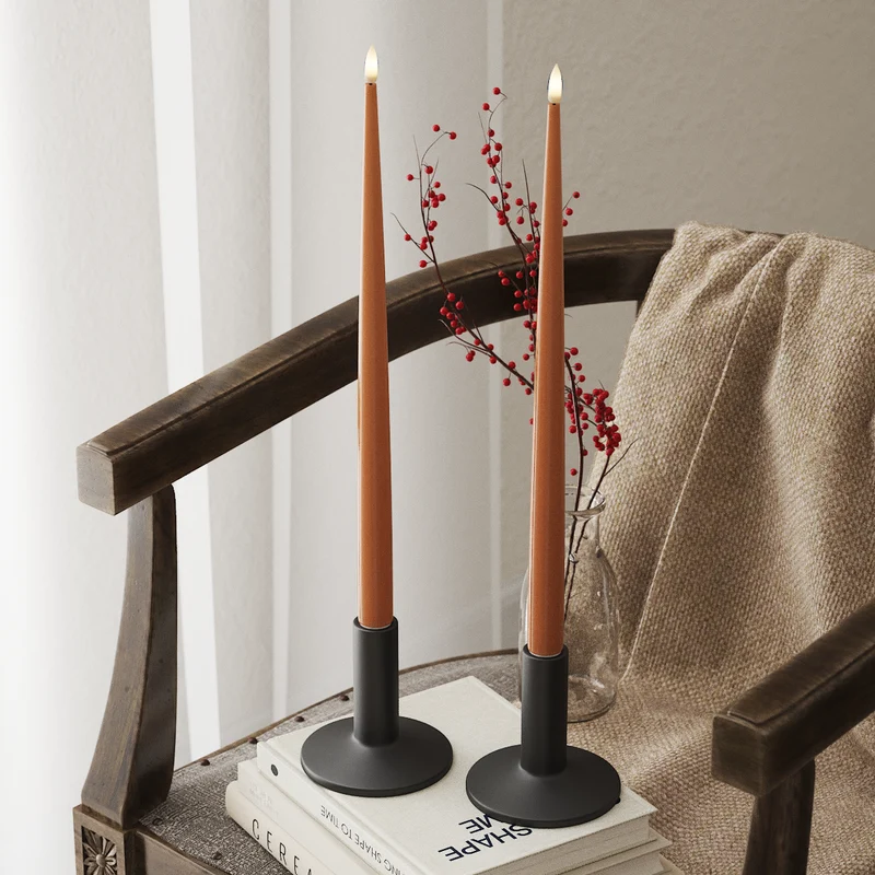 LED Kertelys med Lak, 2 stk (38 cm) Orange
