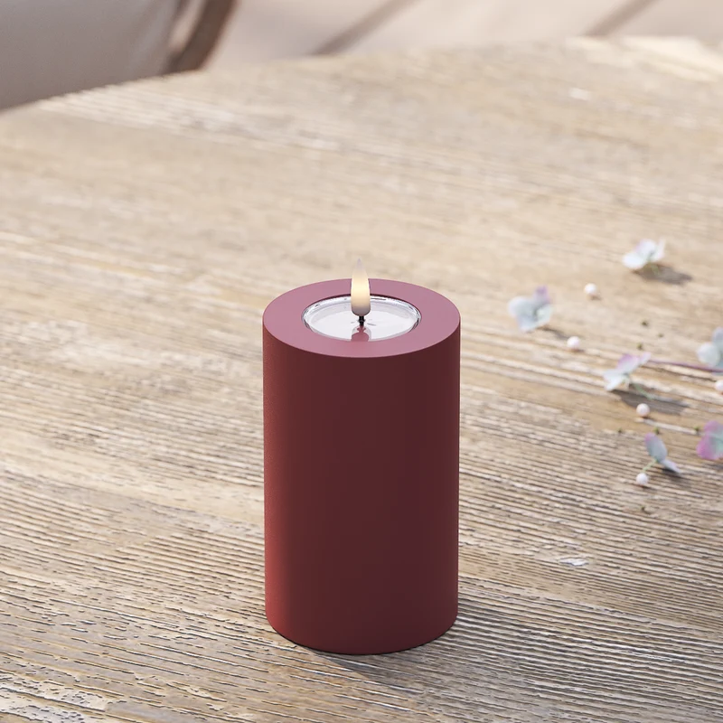 Buitenshuis LED Stompkaarsen Ø 7,5 x 12,5 cm Bordeaux