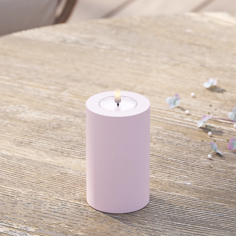 Udendørs LED Bloklys Ø 7,5 x 12,5 cm Støvet rød