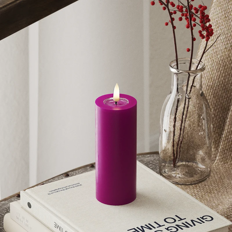 LED Bloklys Ø 5 x 12,5 cm Violet