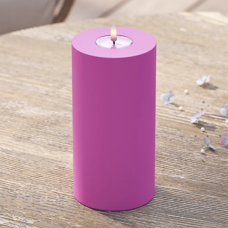 Udendørs LED Bloklys Ø 10 x 20 cm Magenta