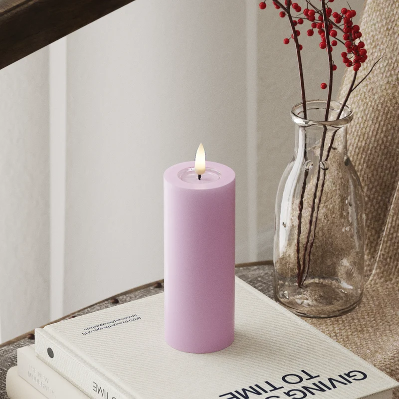 LED Bloklys Ø 5 x 12,5 cm Lavendel