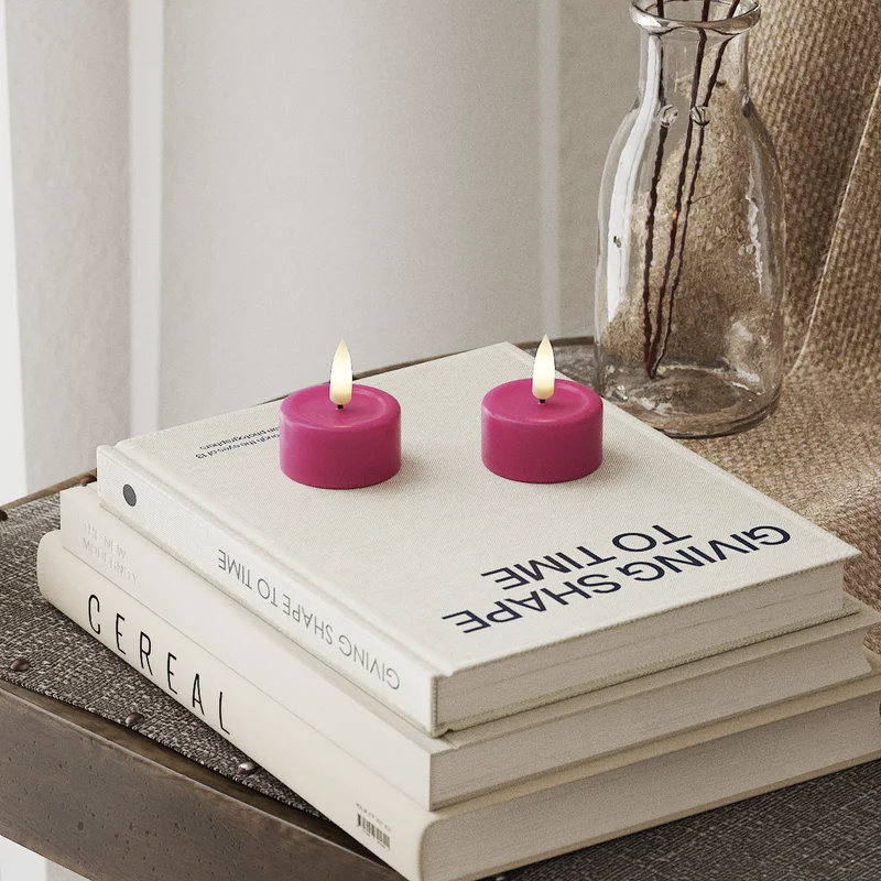 LED Waxinelichtjes 2 pc's. Magenta