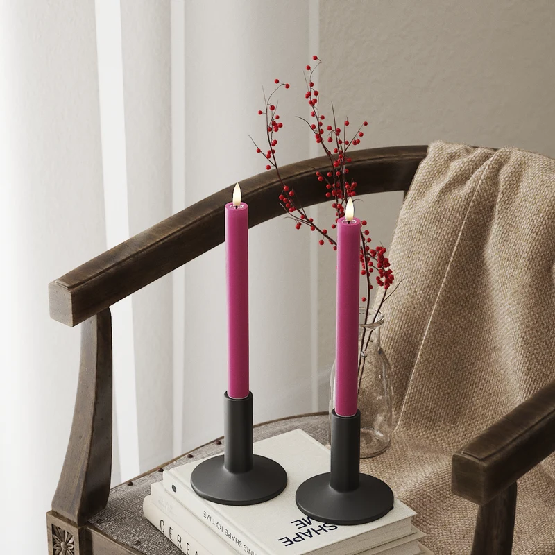 LED Kronelys 2 stk, Ø 2 x 24 cm Magenta