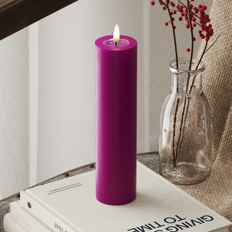 LED Stompkaarsen Ø 5 x 20 cm Violet