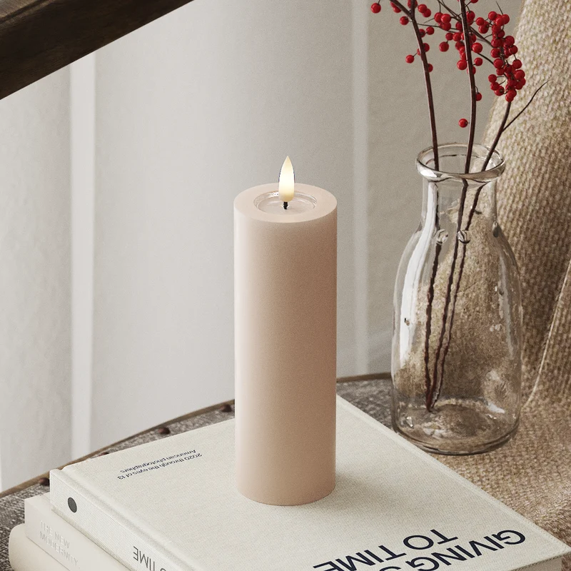 LED Stompkaarsen Ø 5 x 15 cm Roze