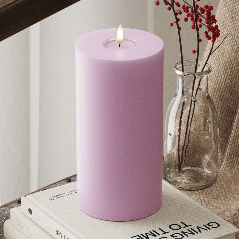 LED Bloklys Ø 10 x 20 cm Lavendel