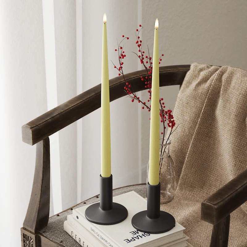 LED Kertelys med Lak, 2 stk (38 cm) Lysegul