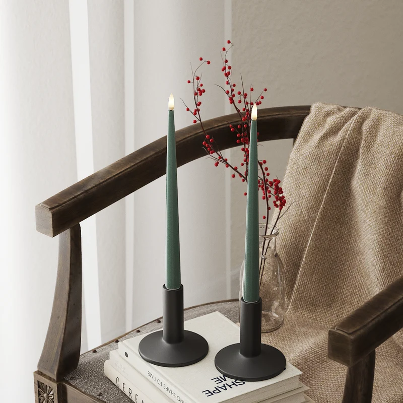 LED Kertelys med Lak, 2 stk (28 cm) Jade Grøn