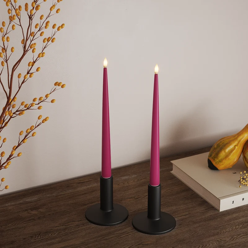 LED Kertelys med Lak, 2 stk (28 cm) Magenta