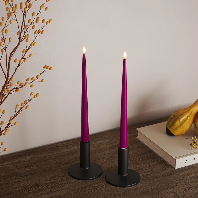 LED Kertelys med Lak, 2 stk (28 cm) Violet