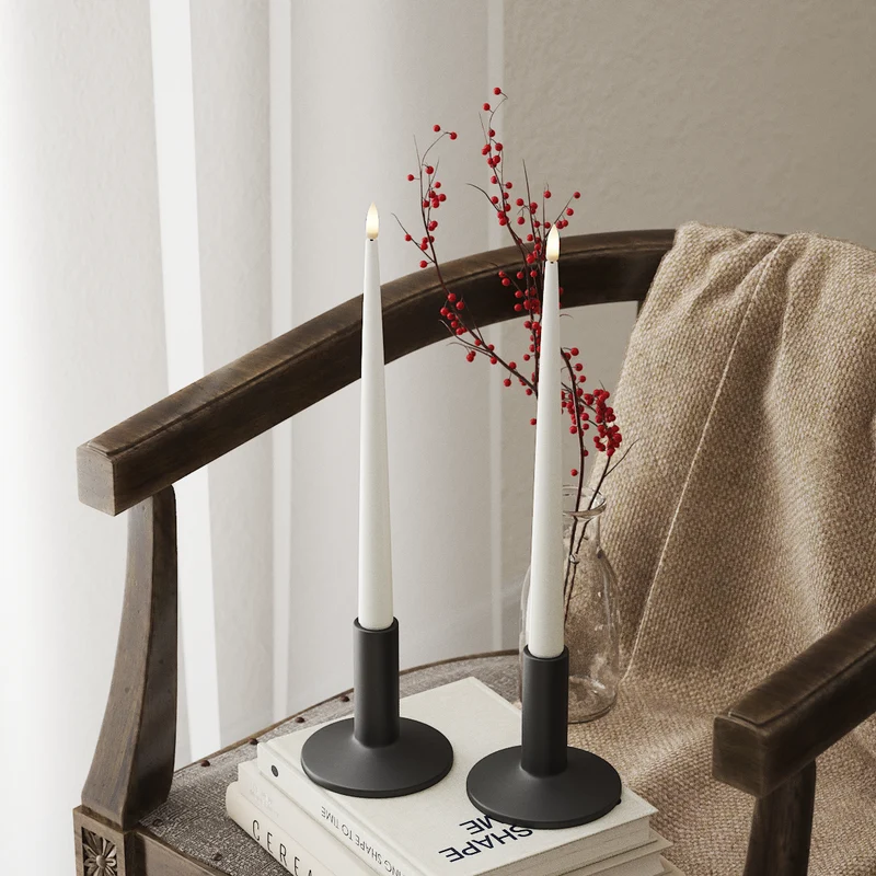 LED Kertelys med Lak, 2 stk (28 cm) Hvid