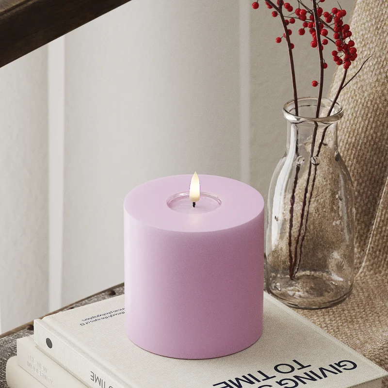 LED Bloklys Ø 10 x 10 cm Lavendel