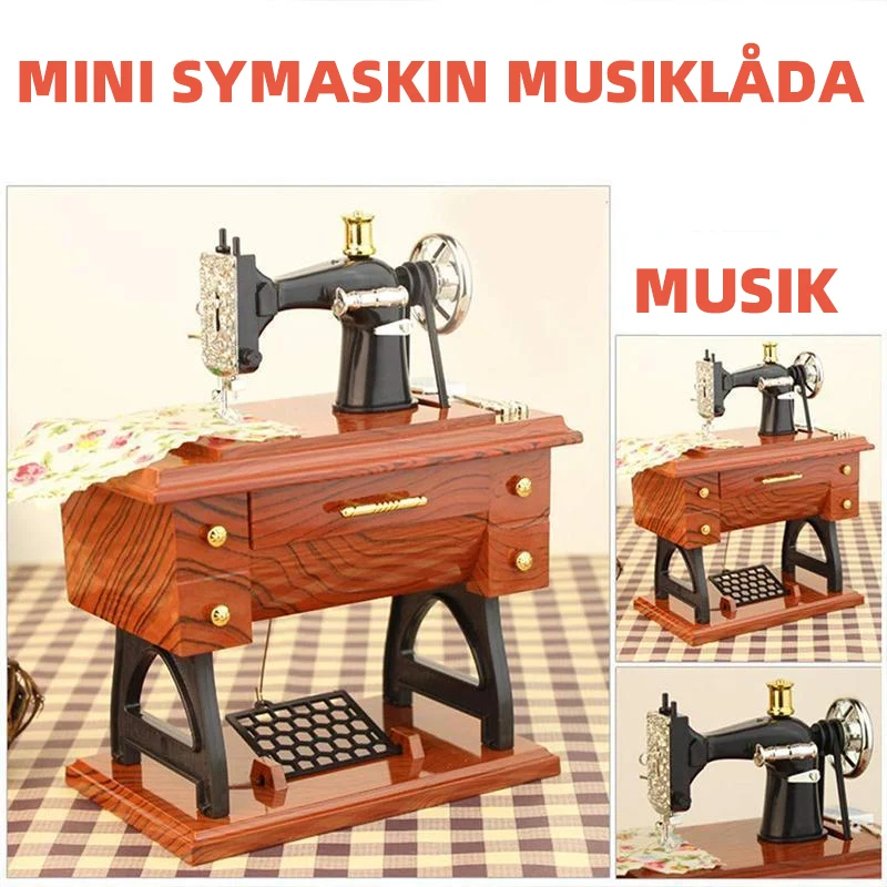 Mini Symaskin Musiklåda - Charmig Presentidé i Vintage Stil