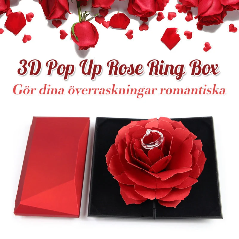 3D Ros Blomning Ringbox för Speciella Tillfällen