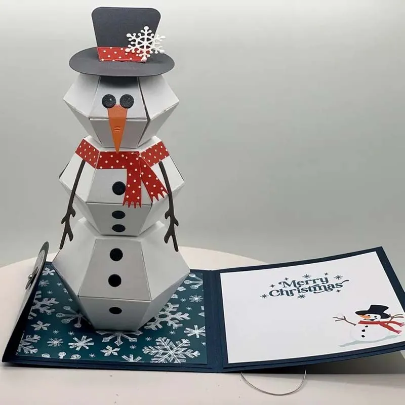 3D Pop Up julkort med Snögubbe och Renar