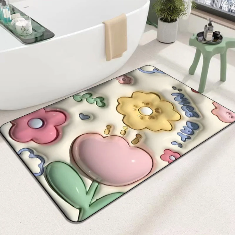 3D Absorberande Badrumsmatta med Silikonlera