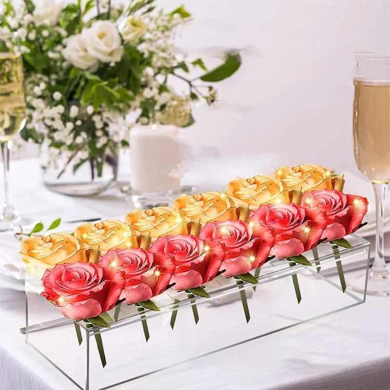 Genomskinlig Akryl Blomvas med Lampfunktion, Unisex