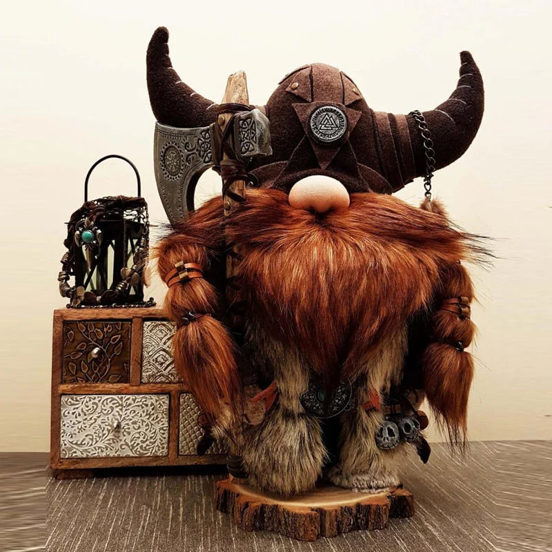 Vikinga Gnome Krigare Dekorationsfigur För Trädgård